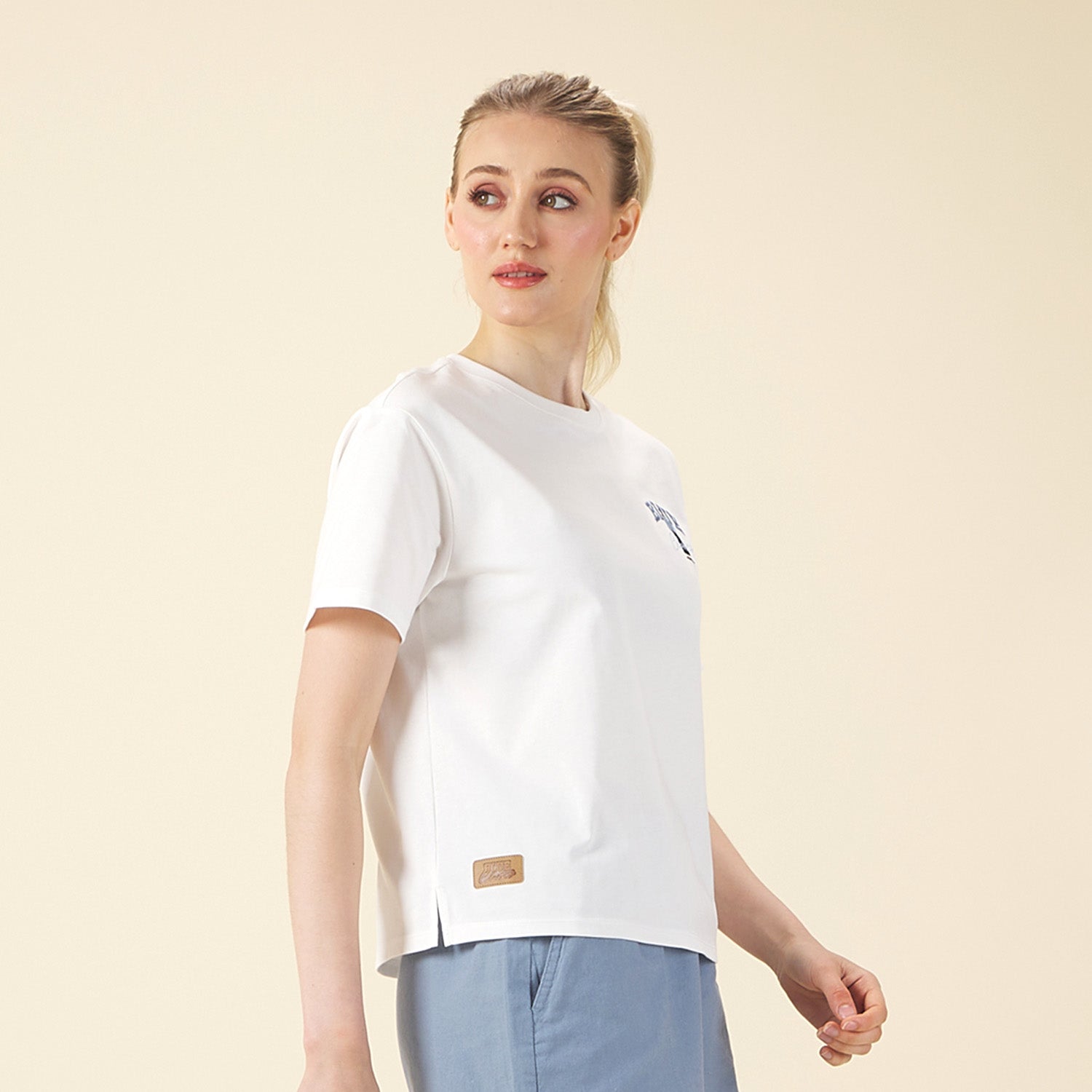 GIORDANO Women's Blue Classics Crew Neck Boyfriend Fit Printed Tee (05395206)