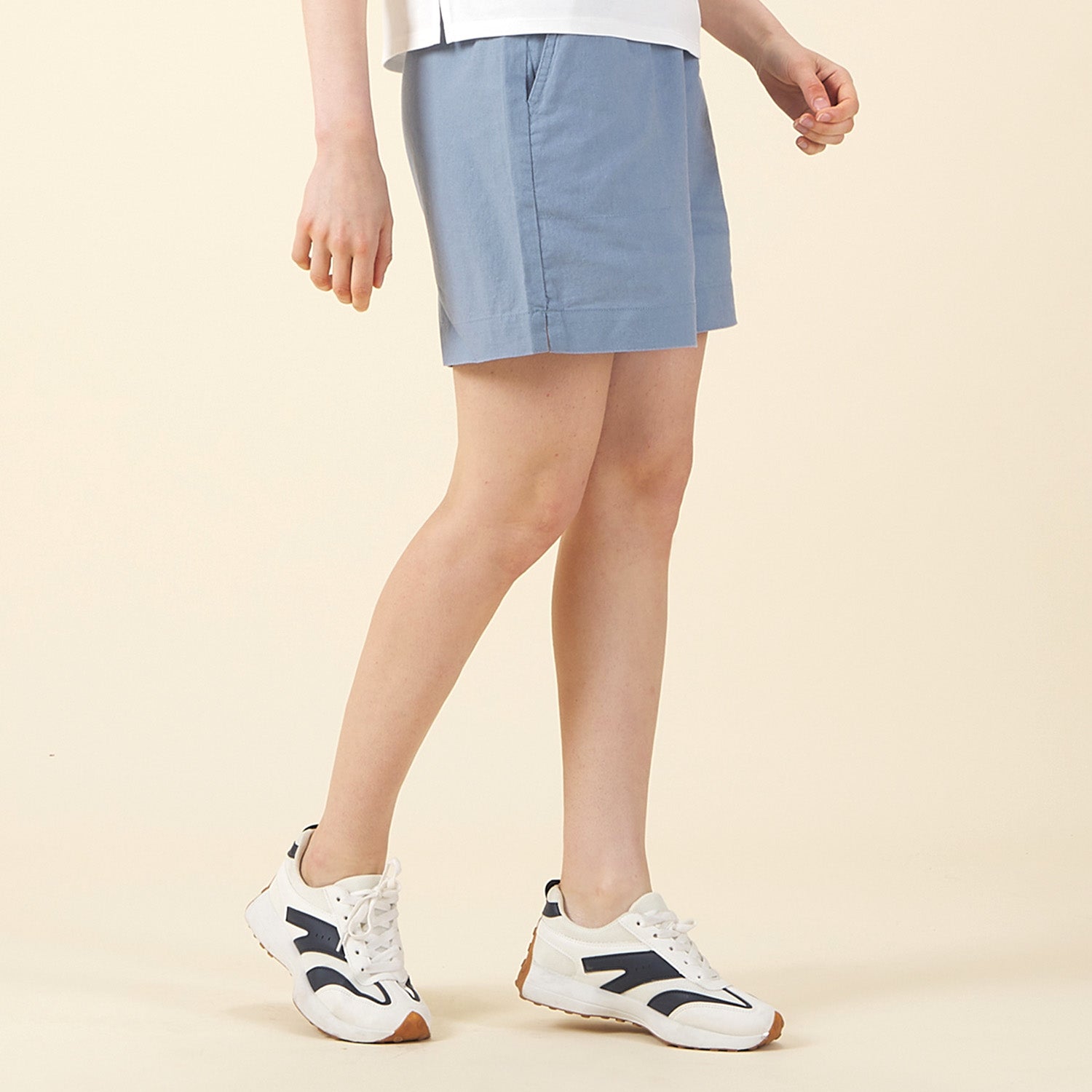 GIORDANO Women's Linen Cotton High Waist Relax Fit Shorts (05405209)