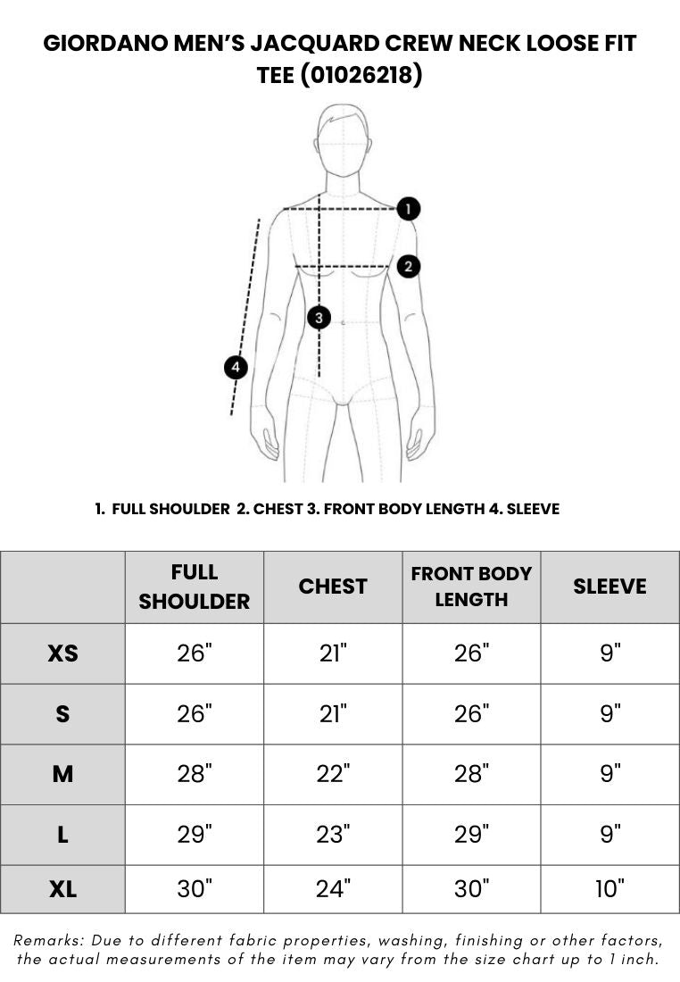 GIORDANO Men's Jacquard Crew Neck Loose Fit Tee (01026218)