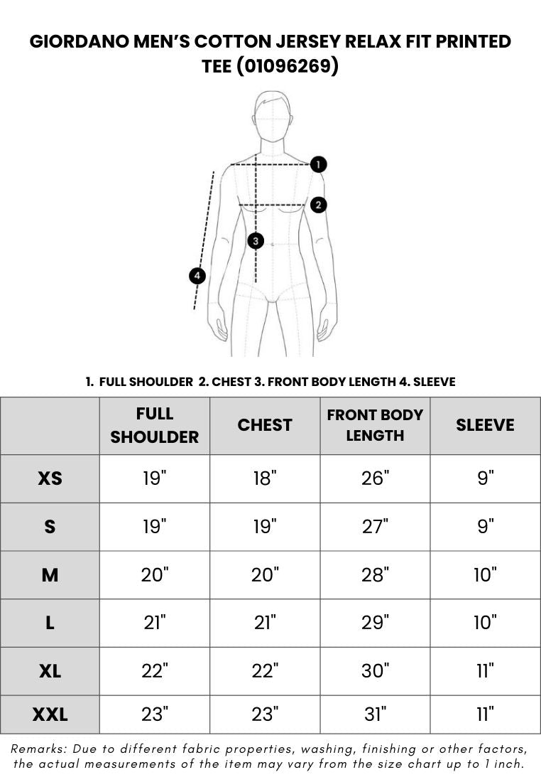 GIORDANO Men's Cotton Jersey Relax Fit Printed Tee (01096269)