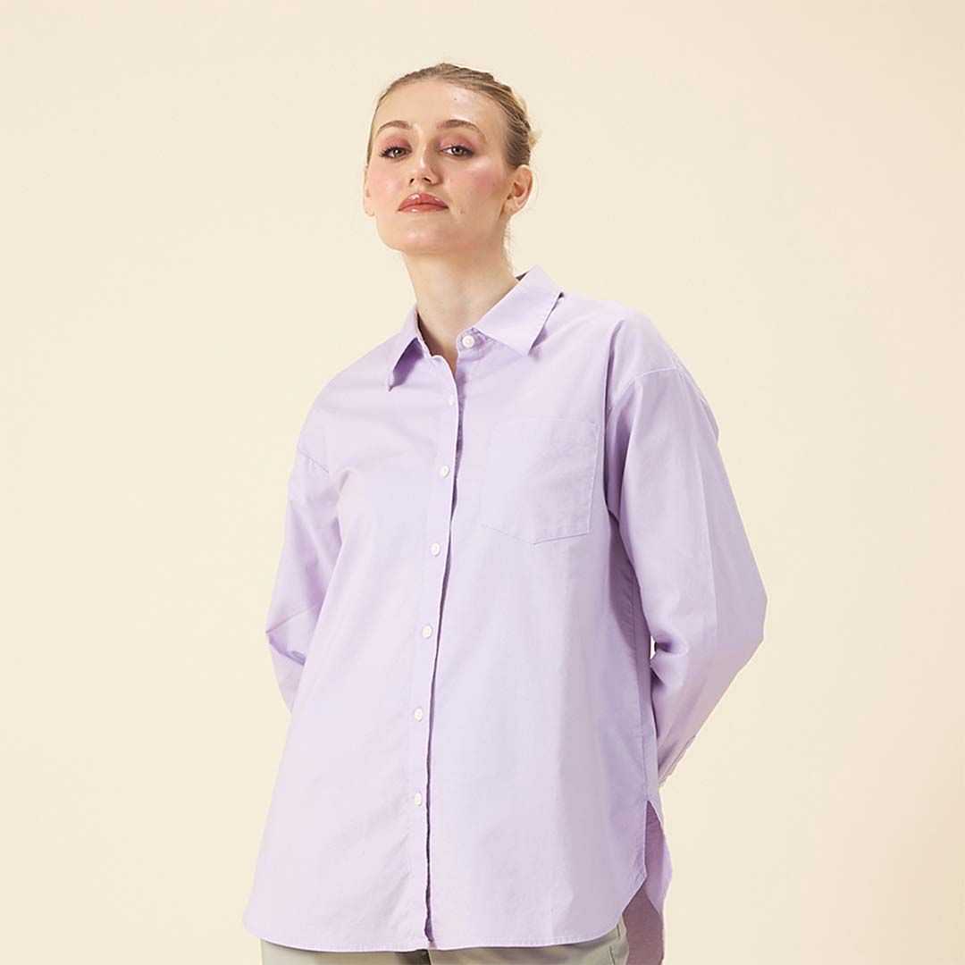GIORDANO Women's Frog Cotton Oxford Acute Collar Short Sleeves Eco Soft Shirt (05345034)