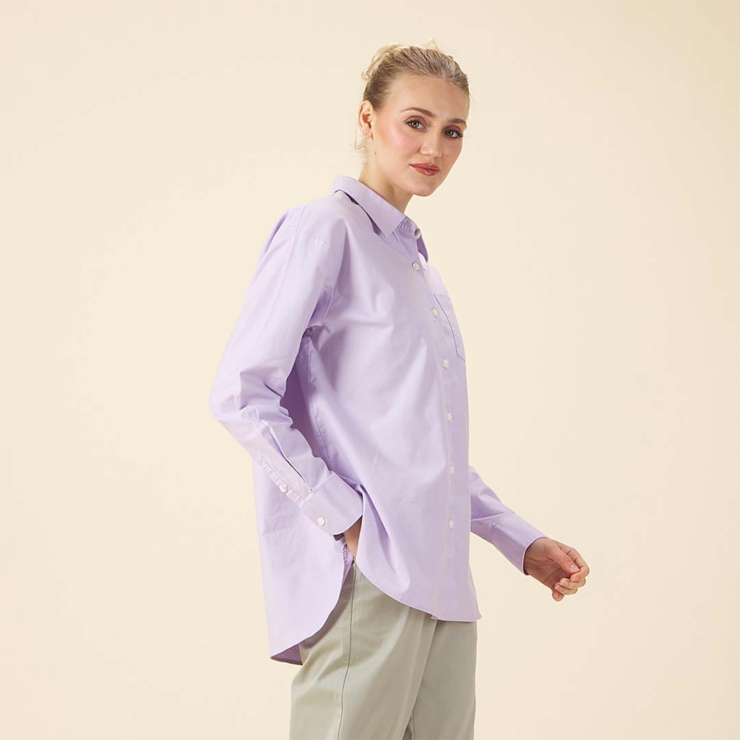 GIORDANO Women's Frog Cotton Oxford Acute Collar Short Sleeves Eco Soft Shirt (05345034)