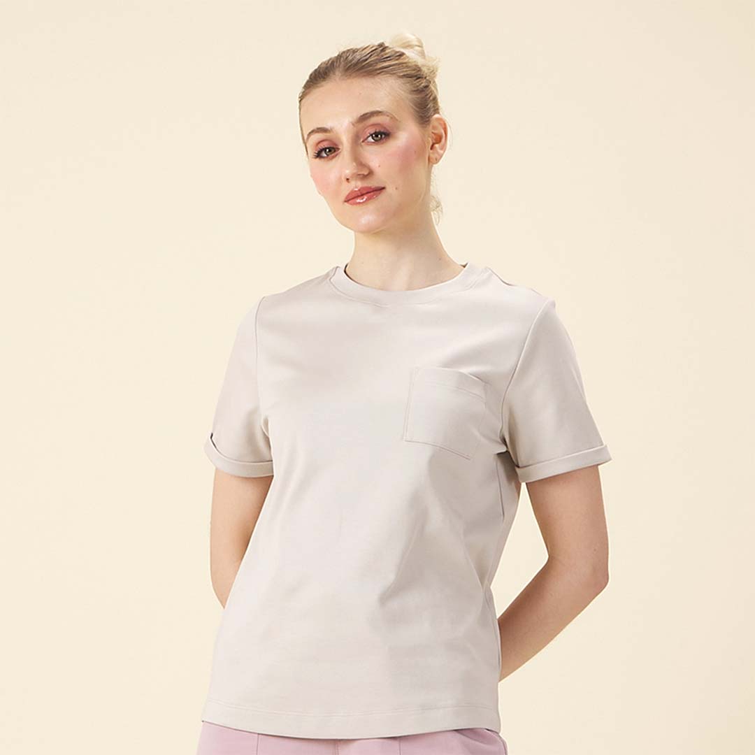 GIORDANO Women's Cotton Crew Neck Comfort Fit Pocket Resistant Tee (05325203)