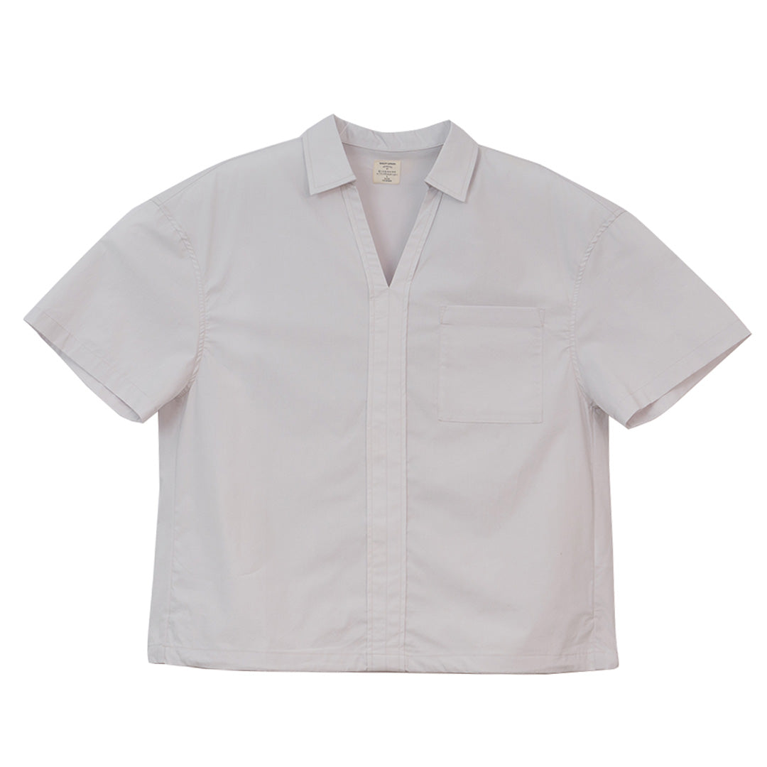 GIORDANO Women's Cotton Poplin V-Neck Short Sleeves Regular Fit Shirt (05346486)