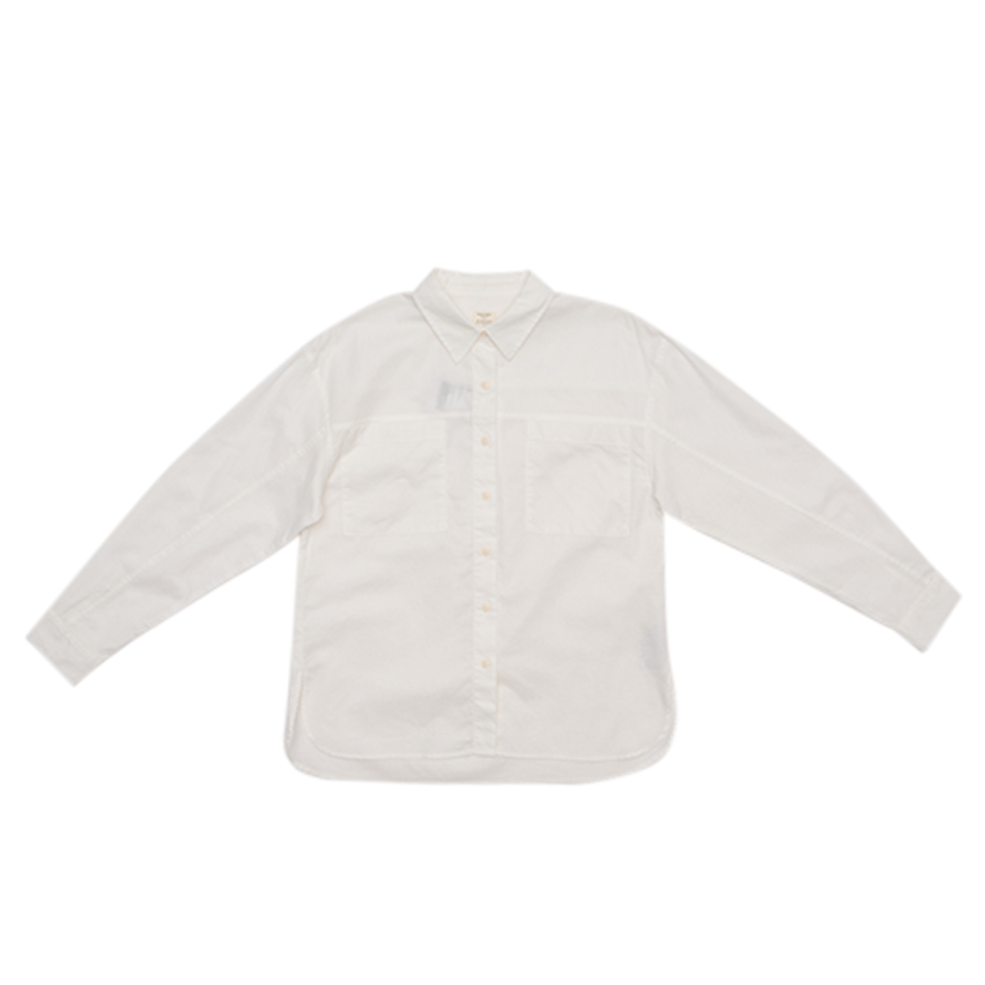 GIORDANO Women's Cotton Linen Acute Collar Long Sleeves Loose Fit Shirt (05345202)
