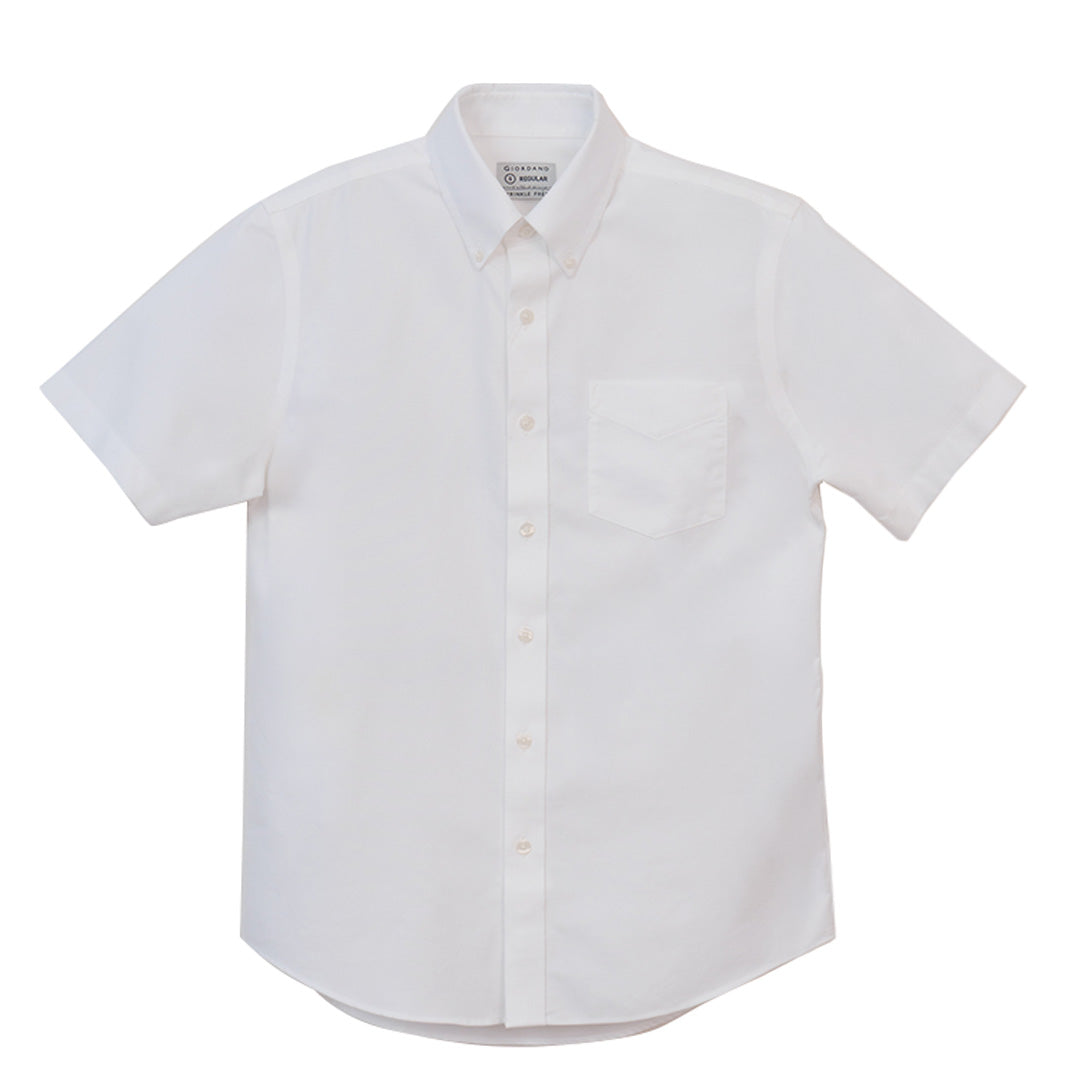 GIORDANO Men's Cotton Oxford Short Sleeves Regular Fit Wrinkle Free Shirt (01046208)