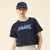 GIORDANO Women's Blue Classics Crew Neck Crop Printed Tee  (05395205)