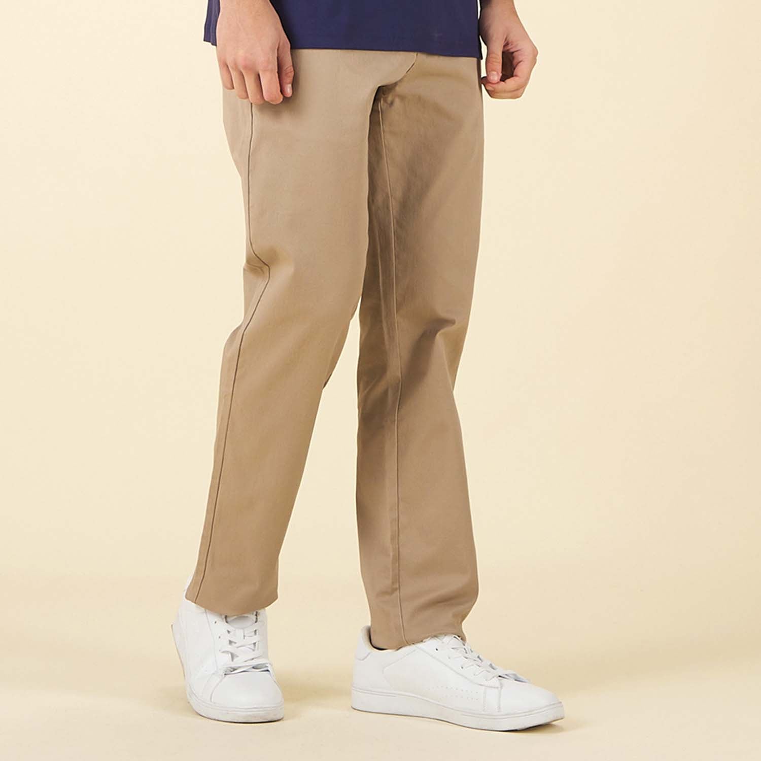 GIORDANO Men's Twill Mid Rise Regular Tapered Khaki Pants (01115027)