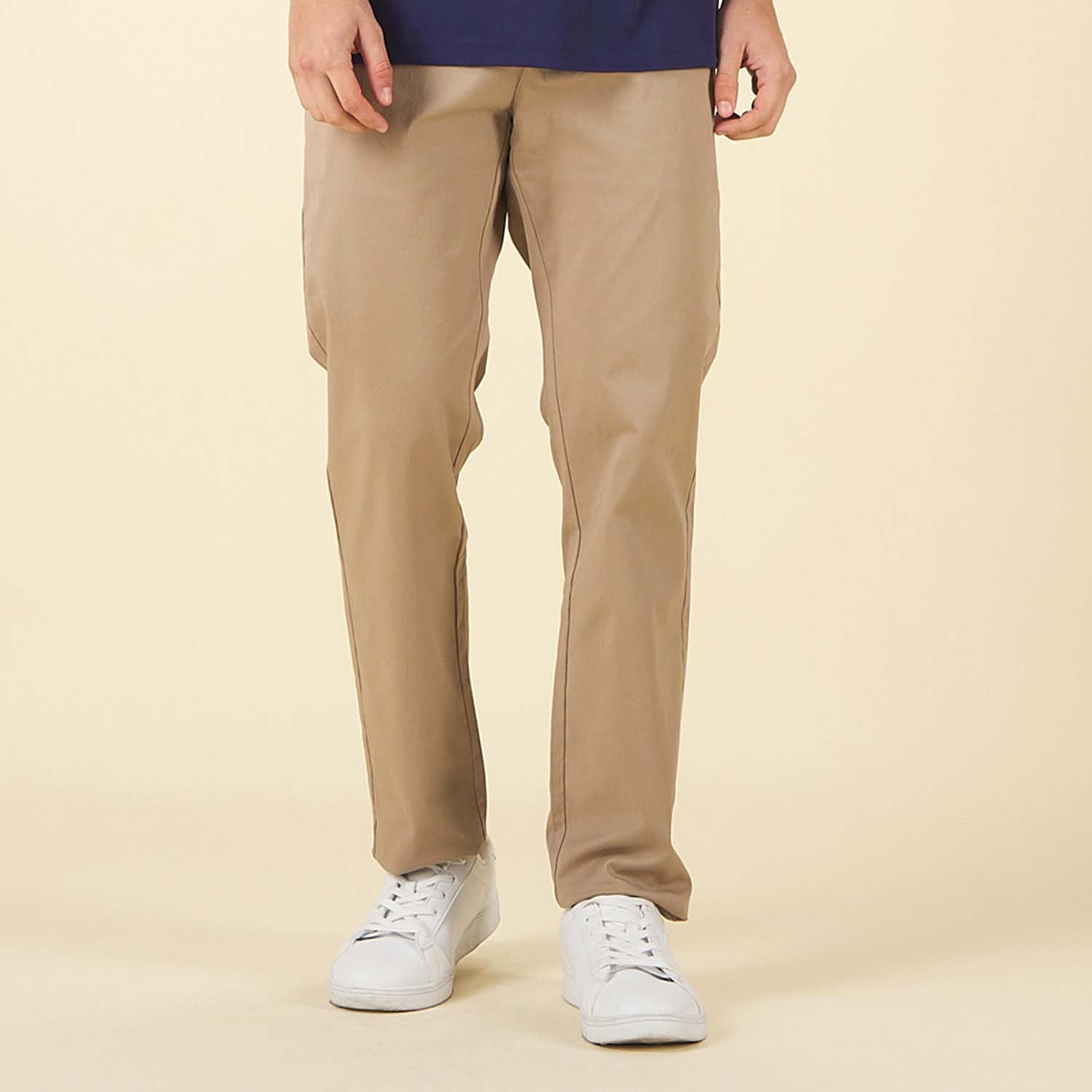 GIORDANO Men's Twill Mid Rise Regular Tapered Khaki Pants (01115027)