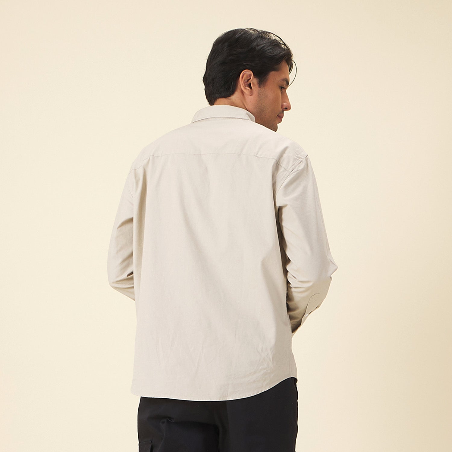 GIORDANO Men's Relax Fit Long Sleeves Shirt (01045018) - 04 - Creamware