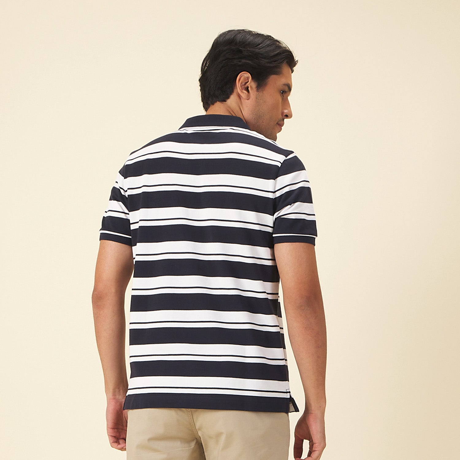 GIORDANO Men's Cotton Striped Small Lion Polo (01015252)