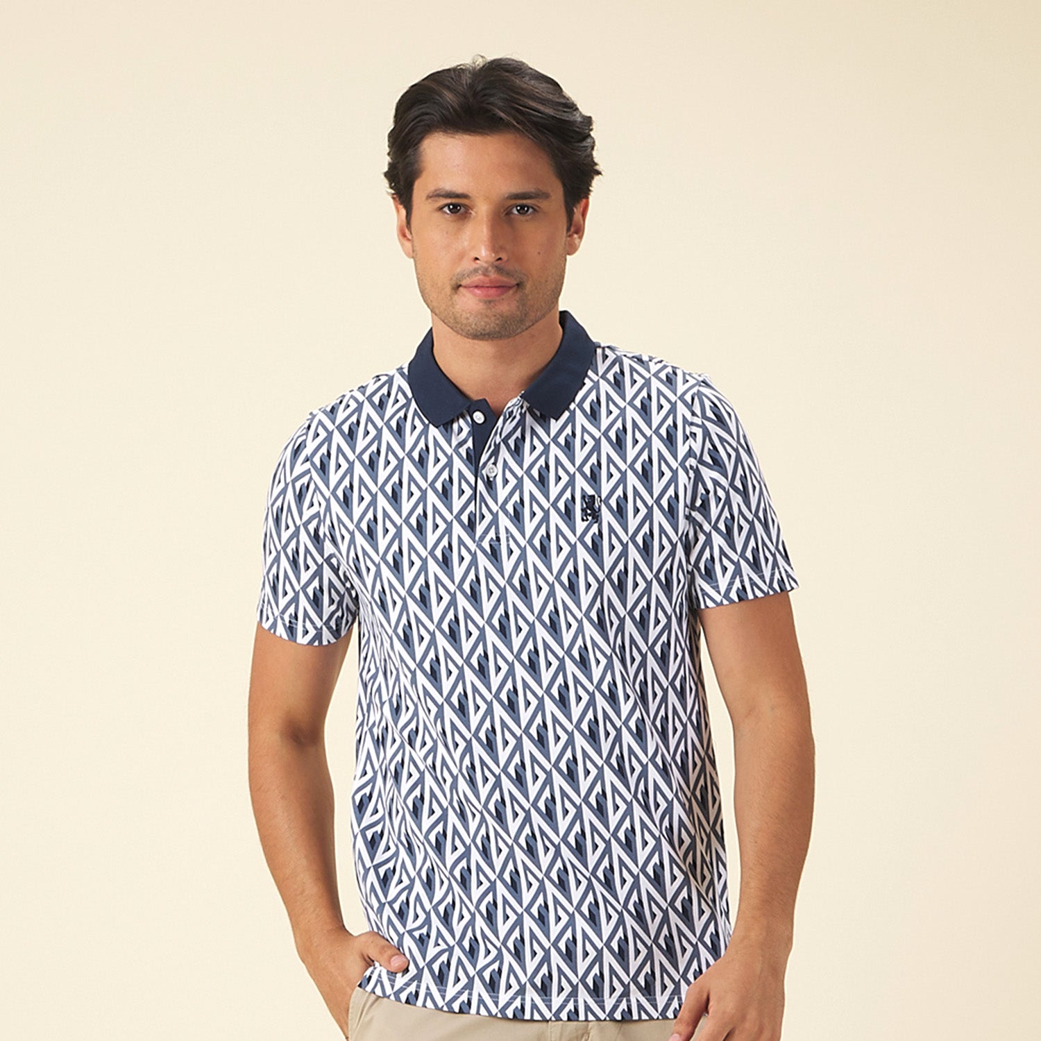 GIORDANO Men's Cotton Lycra All Over Print Polo (01015234)