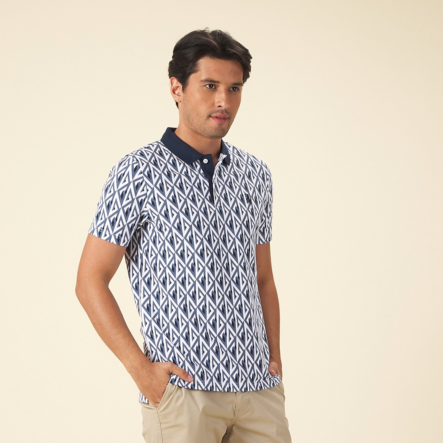 GIORDANO Men's Cotton Lycra All Over Print Polo (01015234)