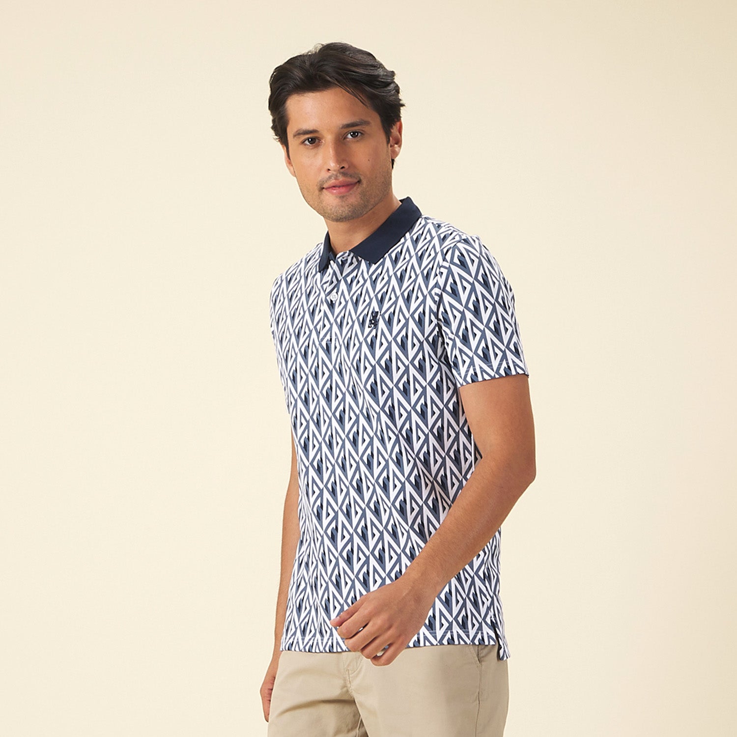 GIORDANO Men's Cotton Lycra All Over Print Polo (01015234)
