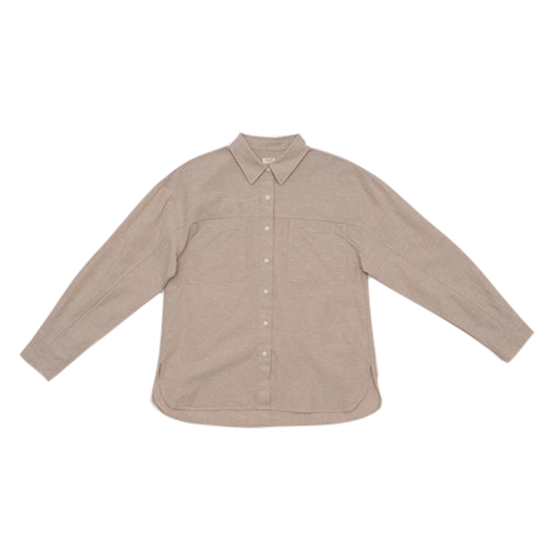 GIORDANO Women's Cotton Linen Acute Collar Long Sleeves Loose Fit Shirt (05345202)