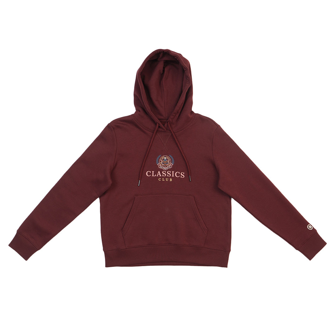 GIORDANO Women's Classics Club French Terry Hoodie Boyfriend Fit Printed Sweatshirt (05394624)