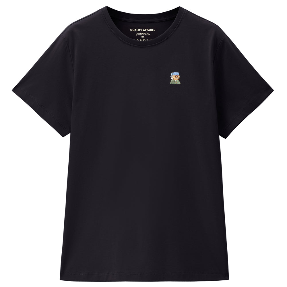 GIORDANO Women's Cotton Jersey Crew Neck Loose Fit Animal Embroidery  Tee�(05396385)