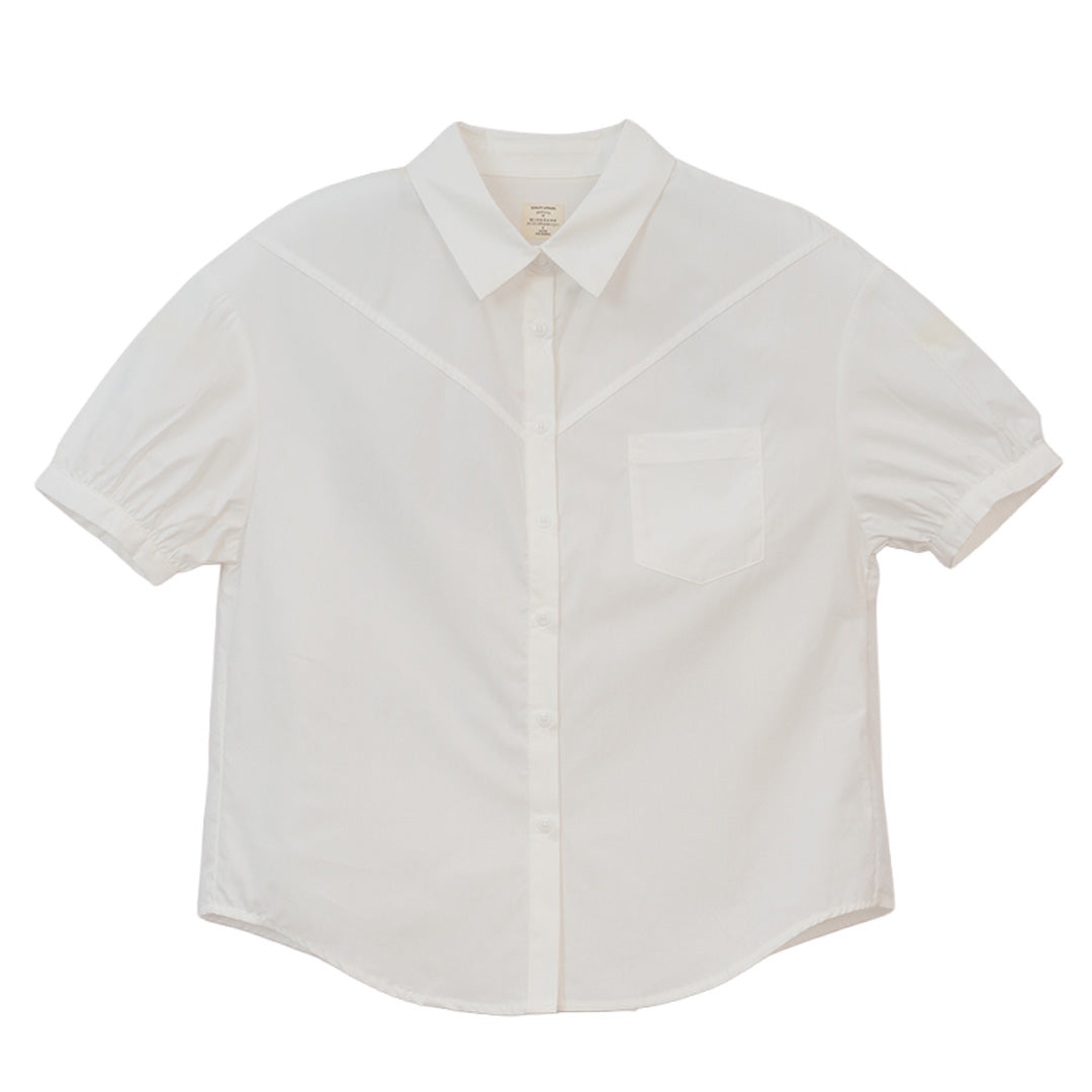 GIORDANO Women's Cotton Poplin Woven Collar Short Sleeves Regular Fit Shirt (05346499)