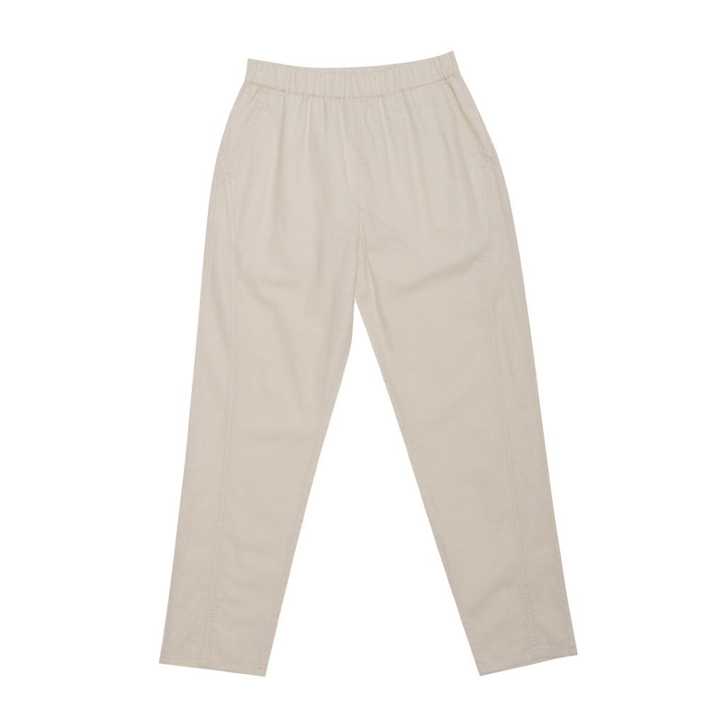 GIORDANO Women's Linen Cotton Mid Rise Regular Tapered Pants (05415201)