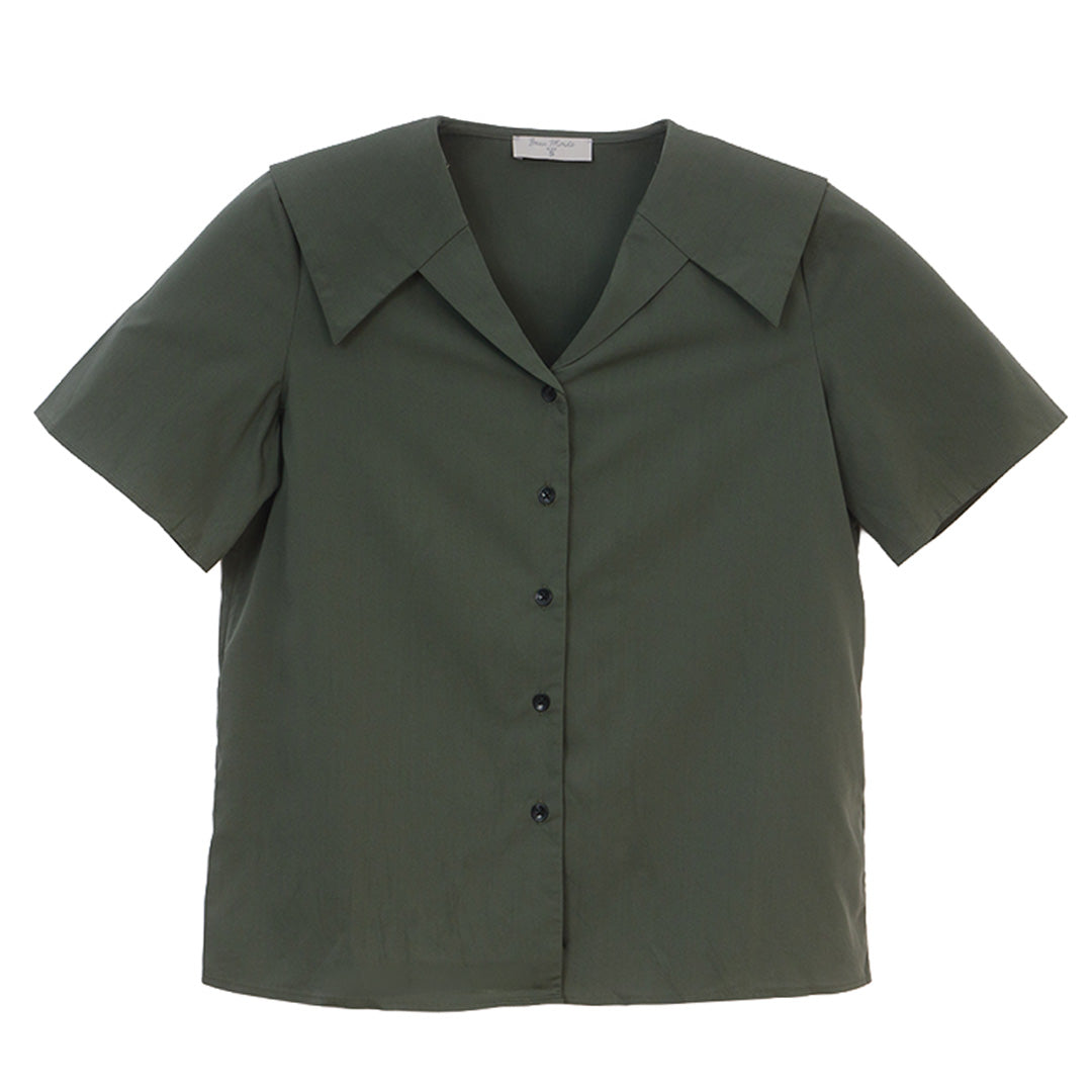 GIORDANO Women's Beau Monde Polyester Spandex Plain Weave Double Layer Neck Loose Fit Shirt (13343305)