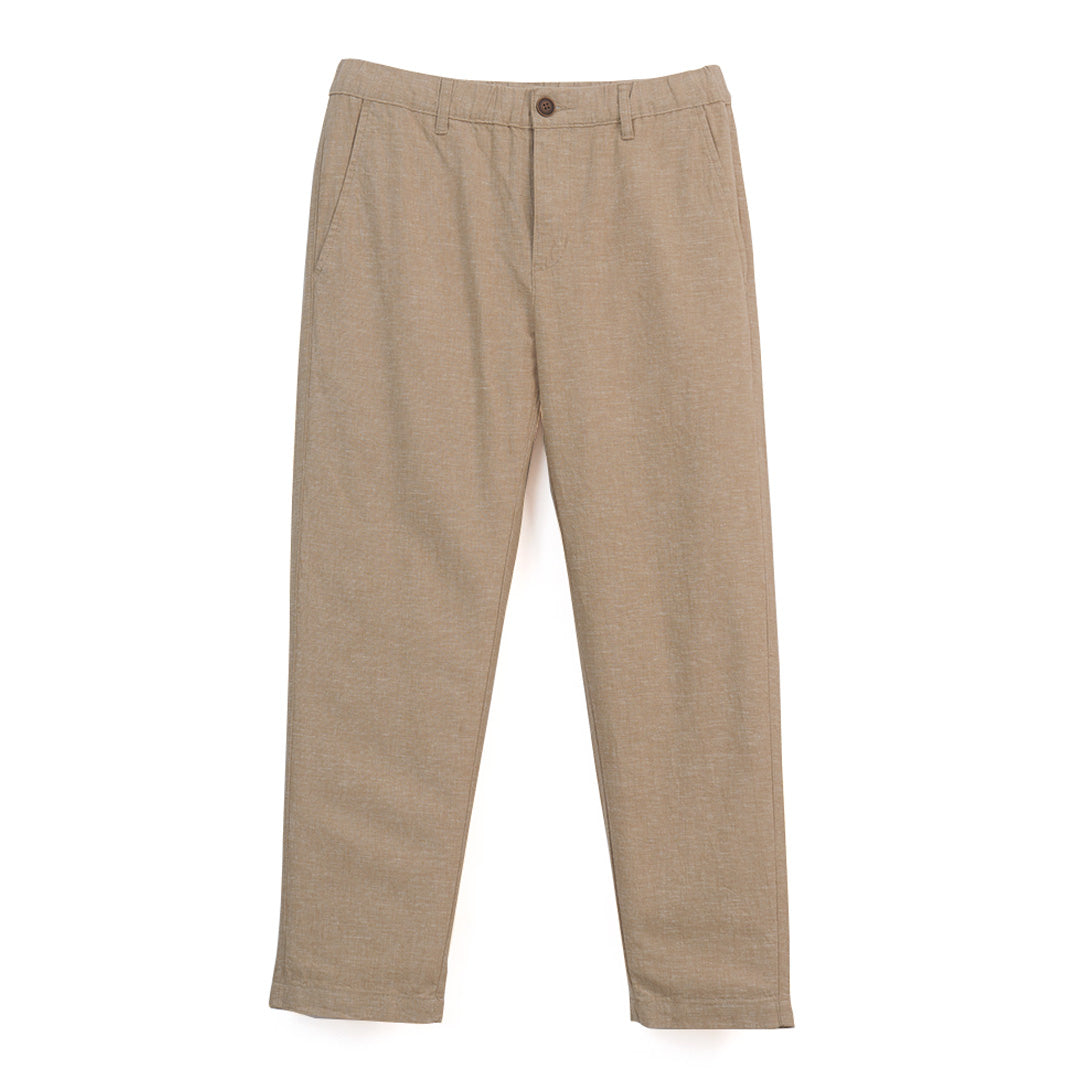 GIORDANO Men's Linen Cotton Plain Weave Low Rise Slim Tapered Crop Pants (01126202)