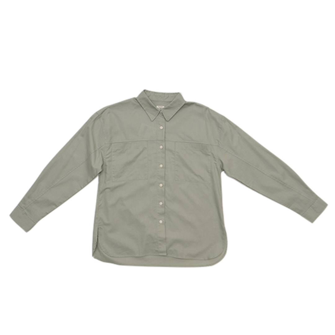 GIORDANO Women's Cotton Linen Acute Collar Long Sleeves Loose Fit Shirt (05345202)