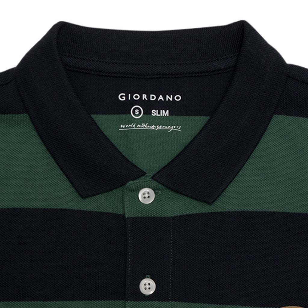 GIORDANO Men's Classic Man Embroidery Bold Polo (01014232) - 19 - Signature Navy / Smoke Pine