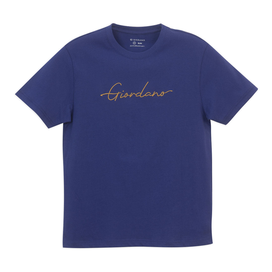 GIORDANO Men's Signature Logo Slim Fit Tee (01096203)