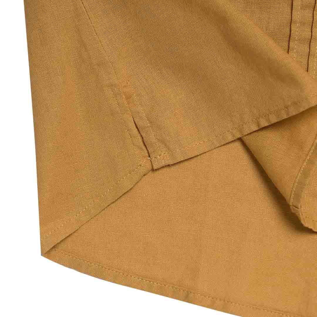 GIORDANO Women's Cotton Linen Pleated Shirt  (05344209) - 06 - Honey Mustard