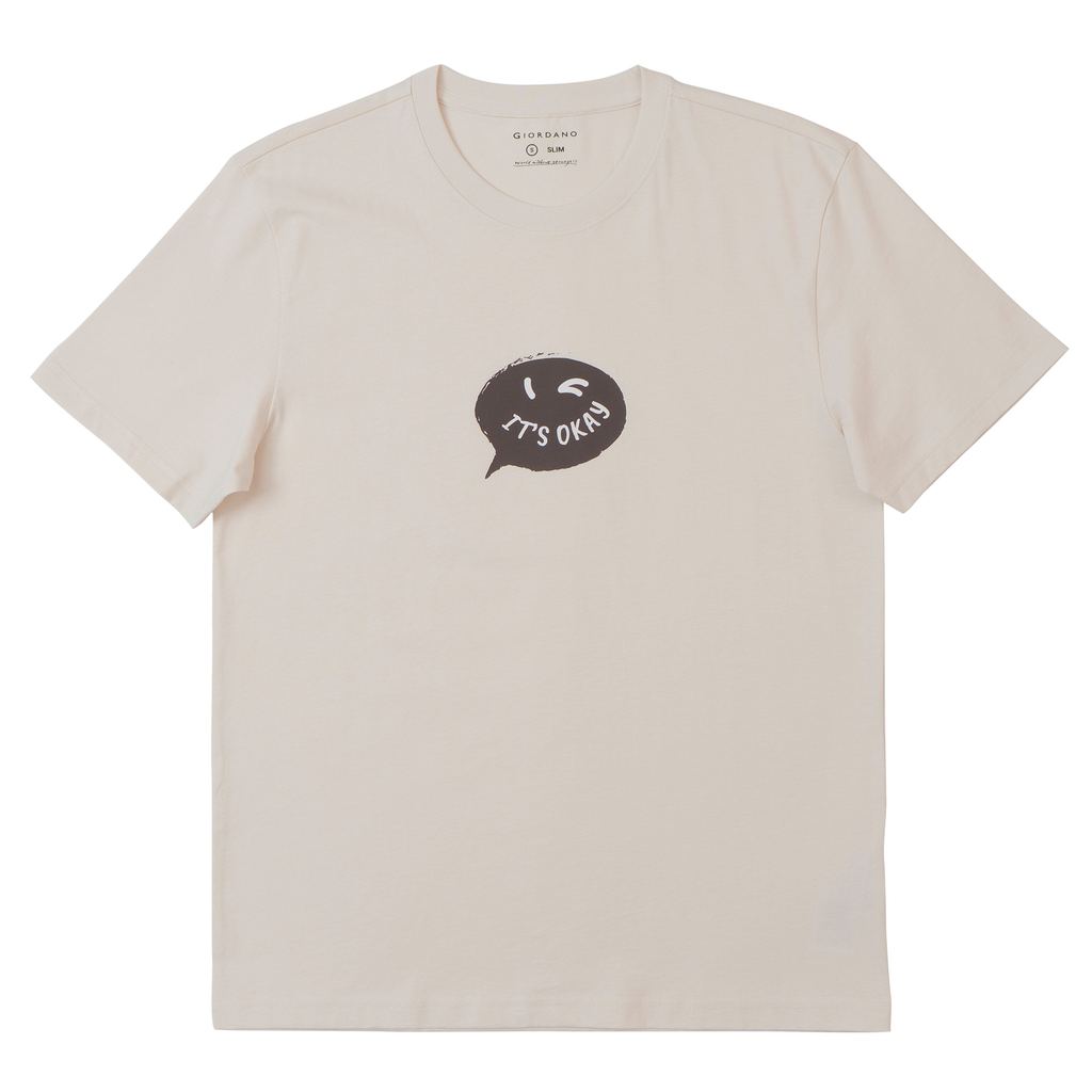GIORDANO Men's Crew Neck Slim Fit Message Printed Tee (01095312)