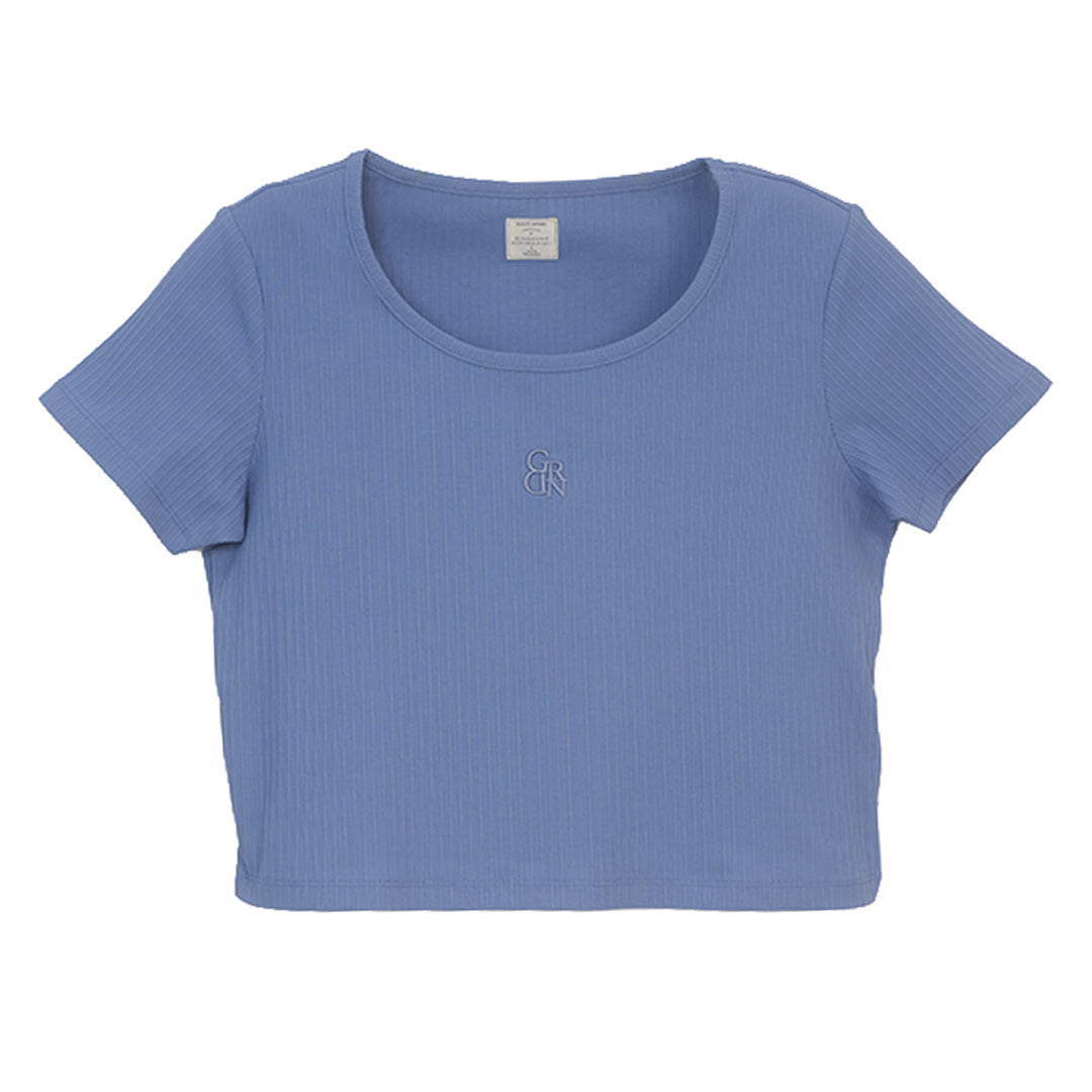GIORDANO Women's Cotton Polyester Jacquard U Neck Short Sleeves Comfort Fit Embroidery Tee (05326228)