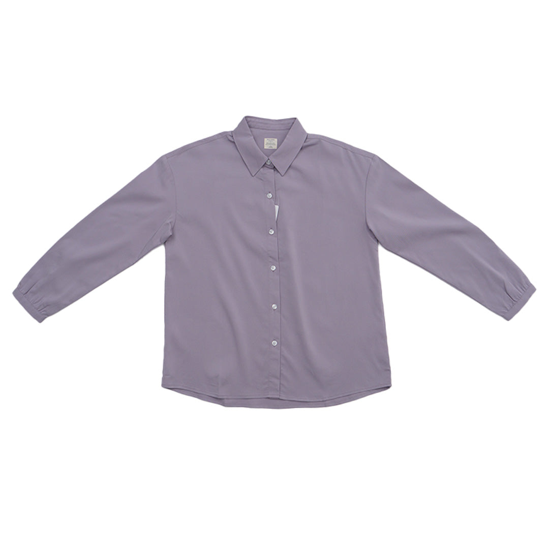 GIORDANO Women's Twill Acute Collar Long Sleeves Loose Fit Shirt (05345023)