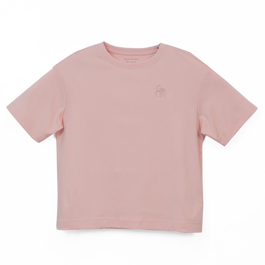 GIORDANO Women's Liquid Touch Embroidered Loose Fit Tee (05326219)