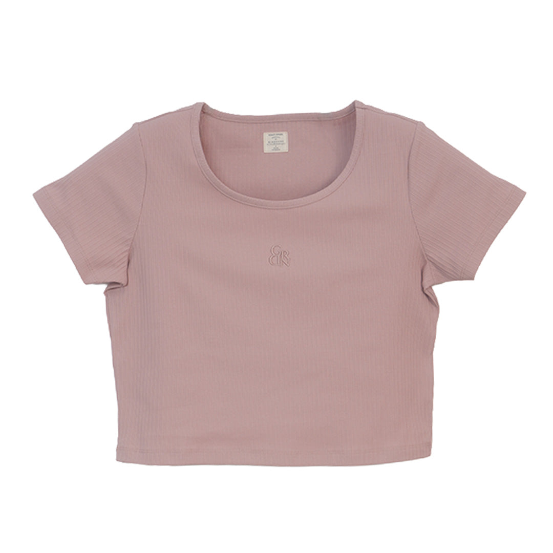 GIORDANO Women's Cotton Polyester Jacquard U Neck Short Sleeves Comfort Fit Embroidery Tee (05326228)