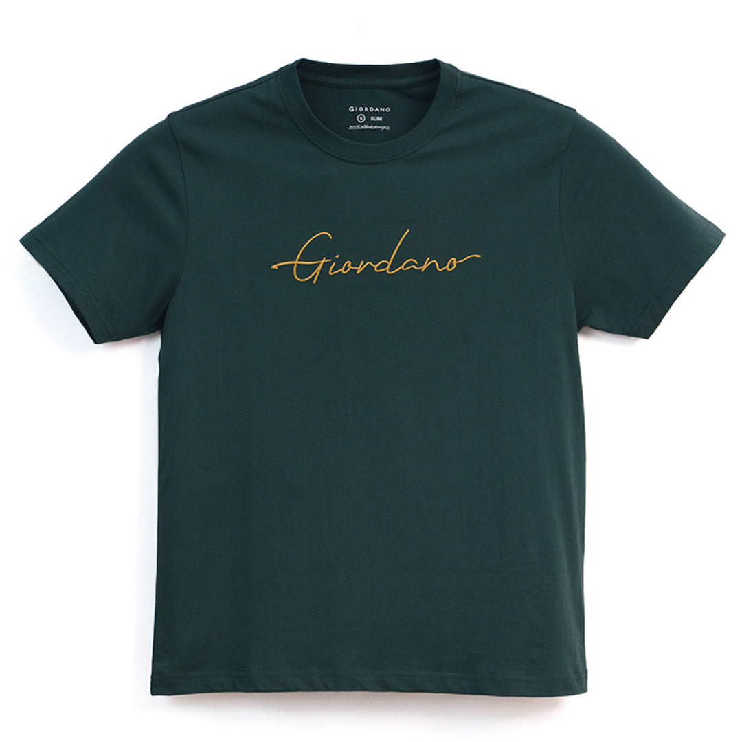 GIORDANO Men's Signature Logo Slim Fit Tee (01096203)