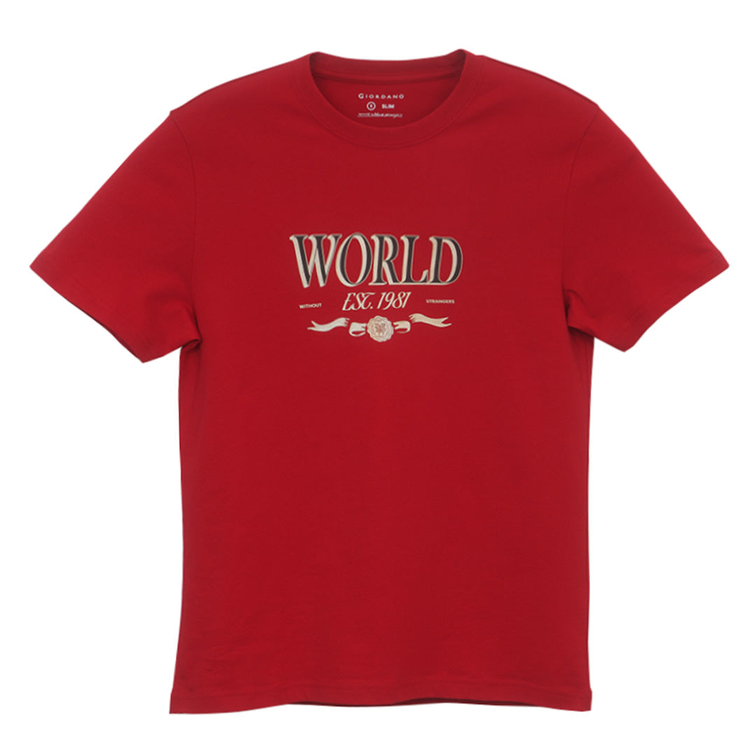 GIORDANO Men's Jersey Crew Neck Short Sleeves WWS Printed Tee (01096311)