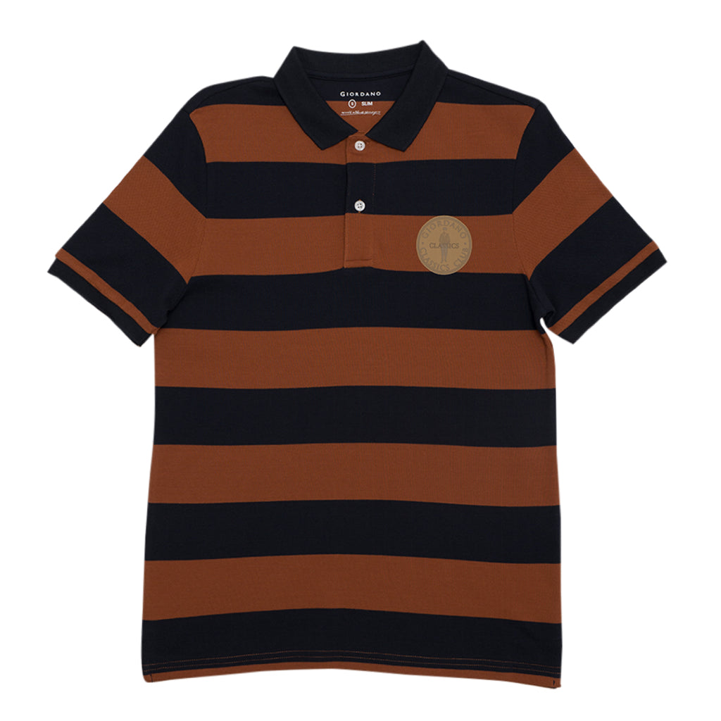 GIORDANO Men's Classic Man Embroidery Bold Polo (01014232) - 18 - Signature Navy / Mocha