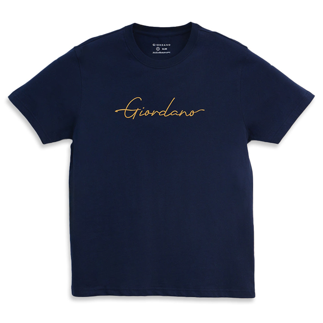 GIORDANO Men's Signature Logo Slim Fit Tee (01096203)