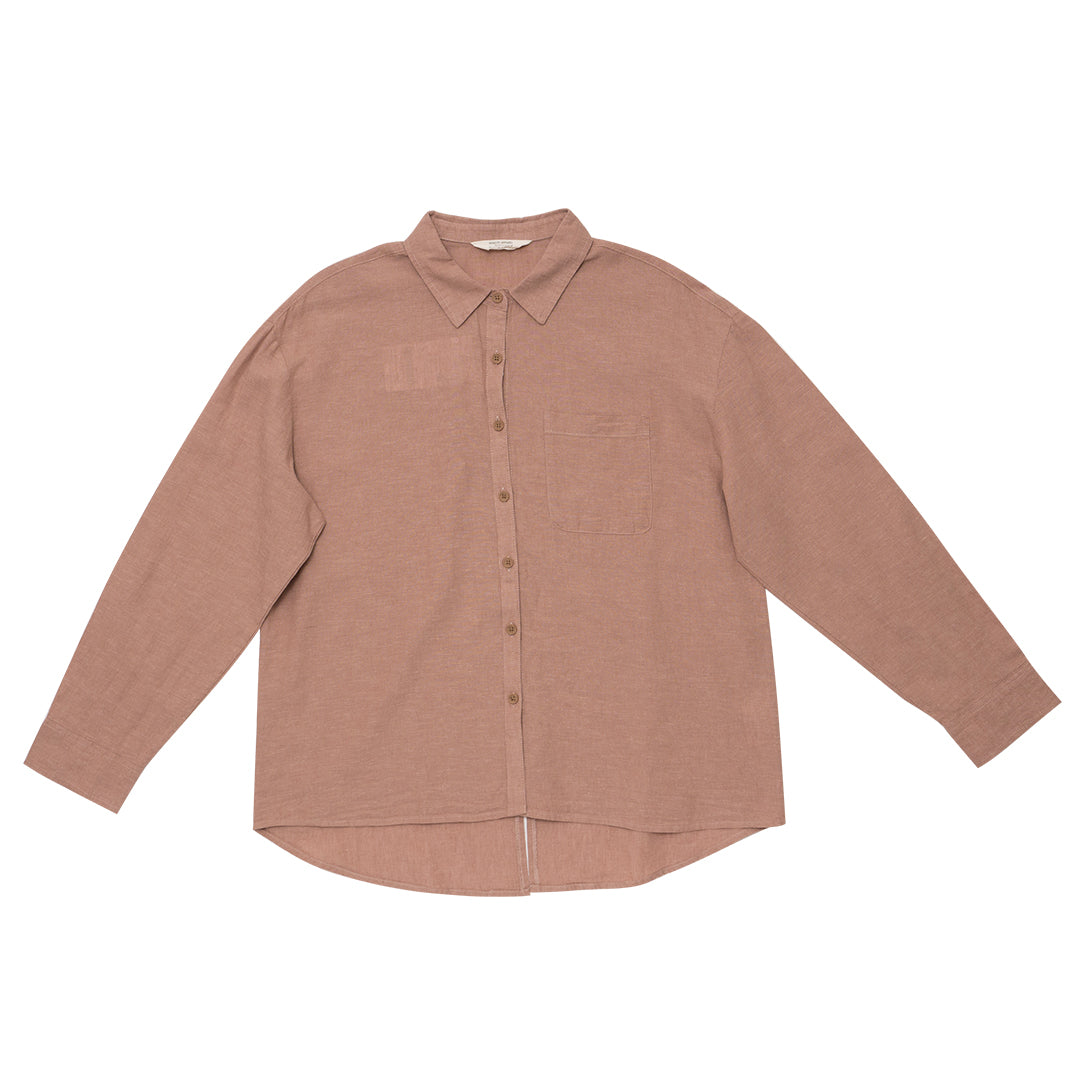 GIORDANO Women's Cotton Linen Poplin Long Sleeves Shirt  (05344201)