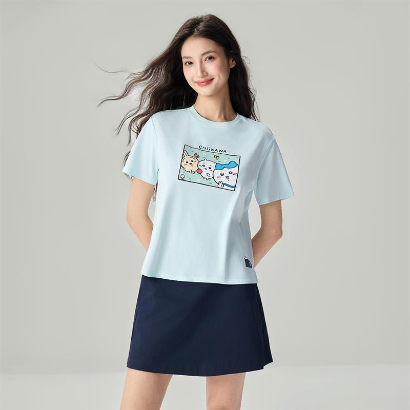 GIORDANO x Chiikawa Women's Sorona Jersey Crew Neck Boyfriend Fit Printed Tee (05396404)