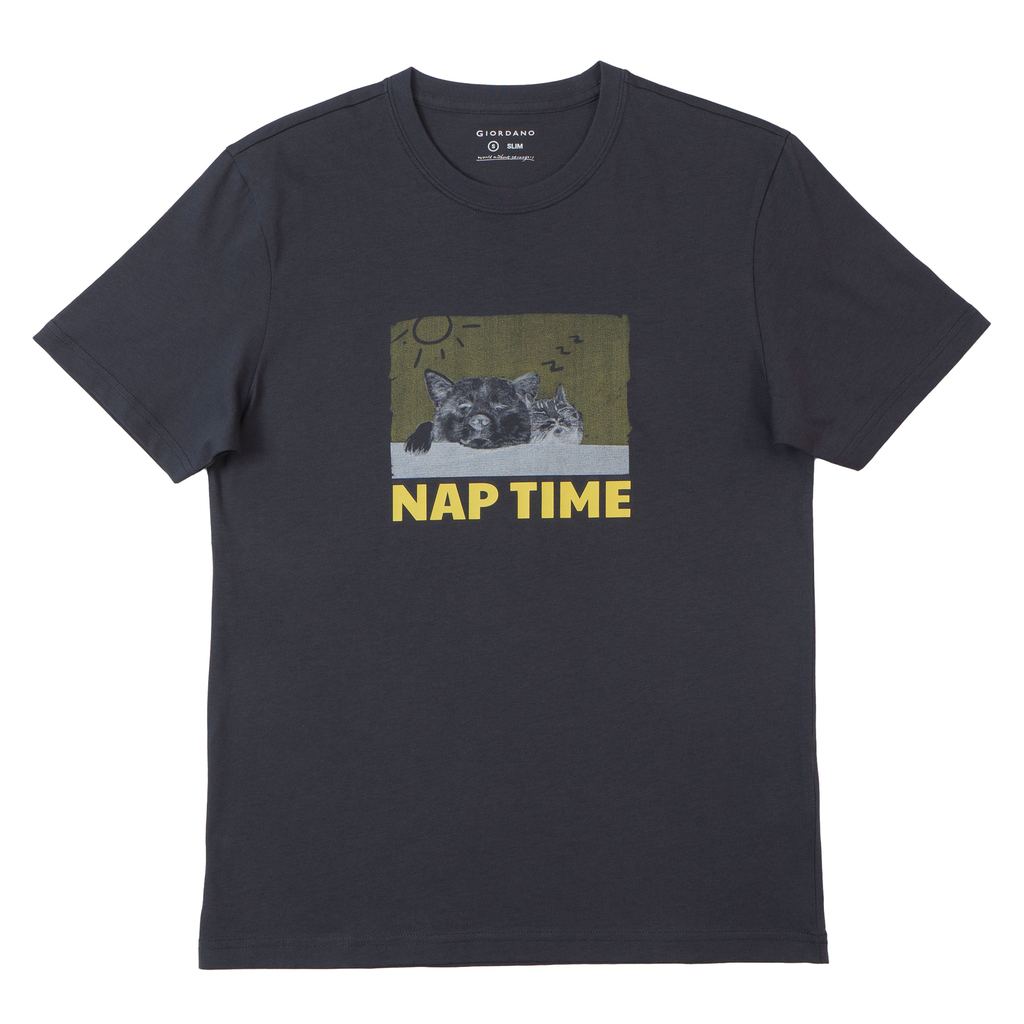 GIORDANO Men's Crew Neck Slim Fit Message Printed Tee (01095312)