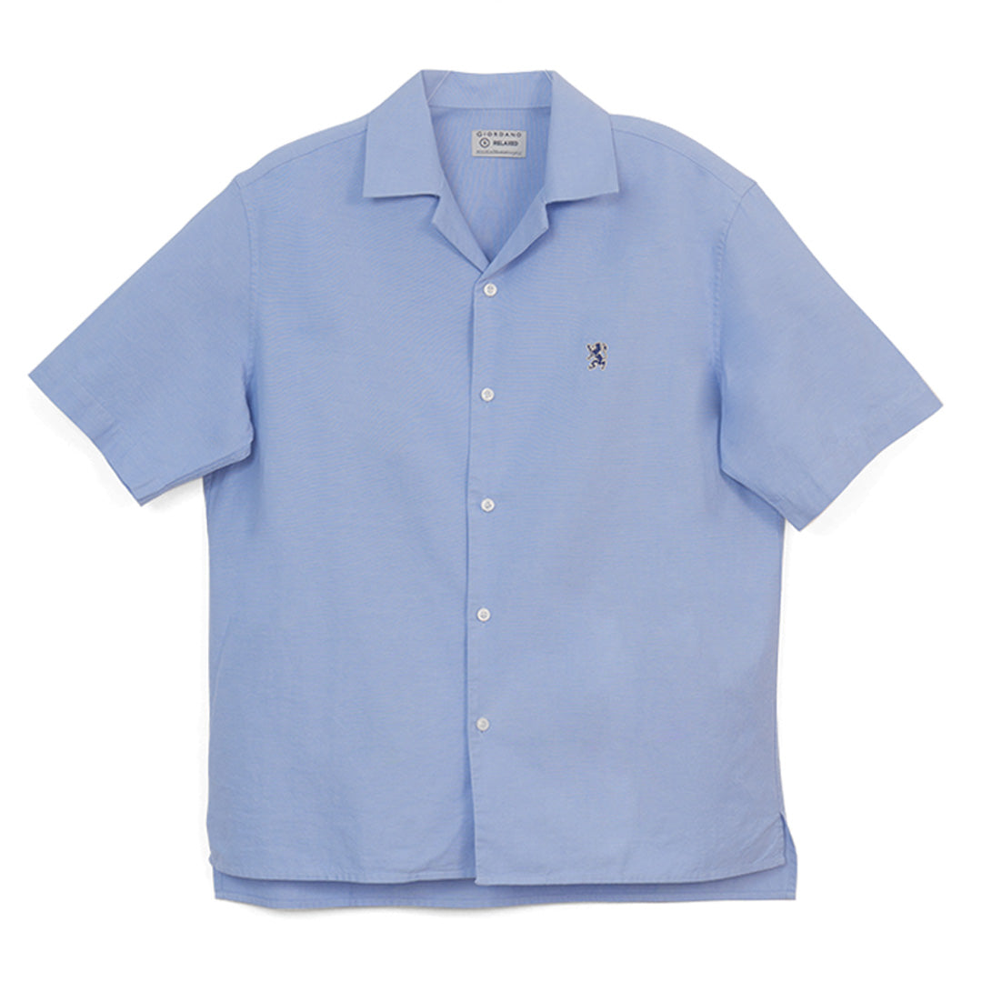 GIORDANO Men's Cotton Oxford Full Opening Short Sleeves Relax Fit Button Shirt (01046239)