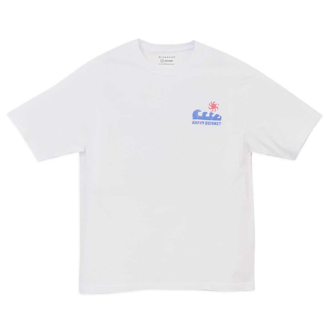 GIORDANO Men's Happy Summer Cotton Jersey Relax Fit Printed Tee�(01096344)