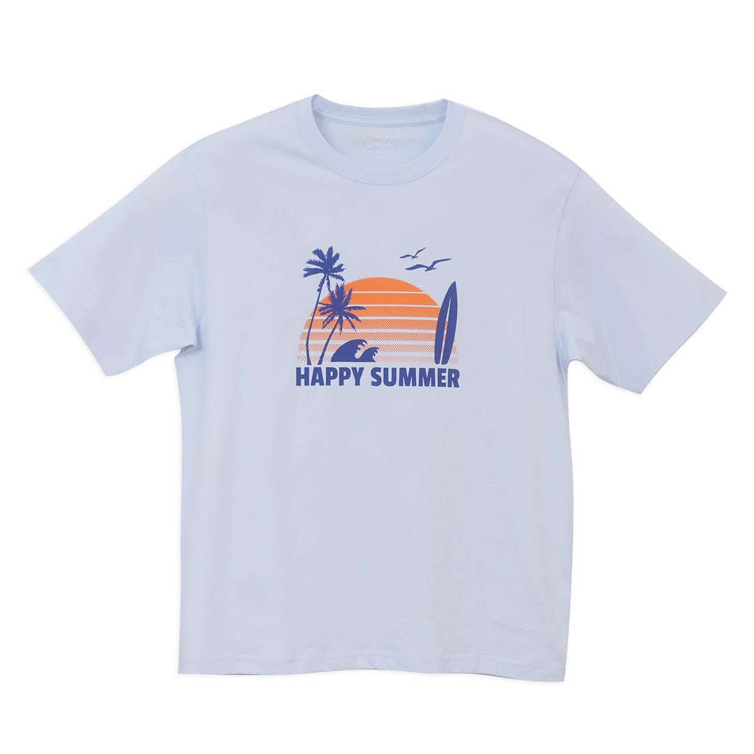 GIORDANO Men's Happy Summer Cotton Jersey Relax Fit Printed Tee�(01096345)