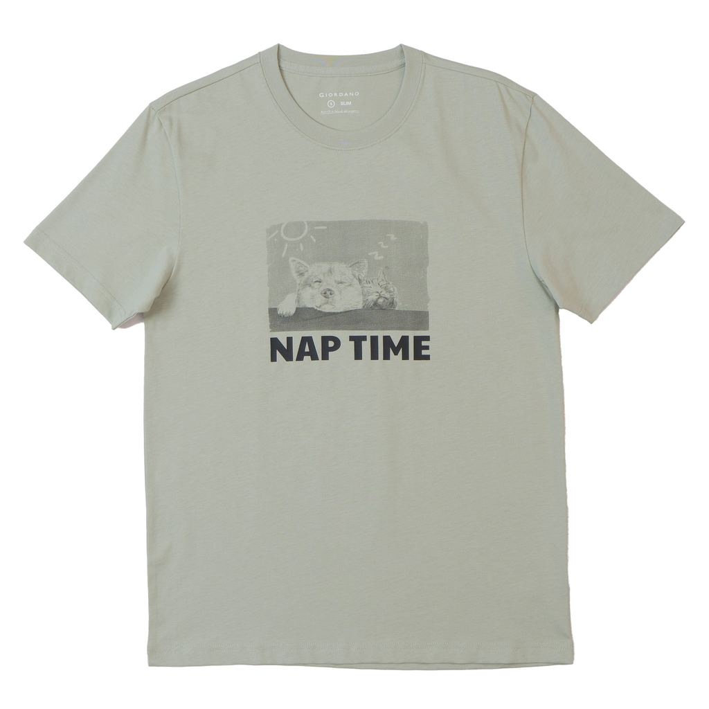 GIORDANO Men's Crew Neck Slim Fit Message Printed Tee (01095312)