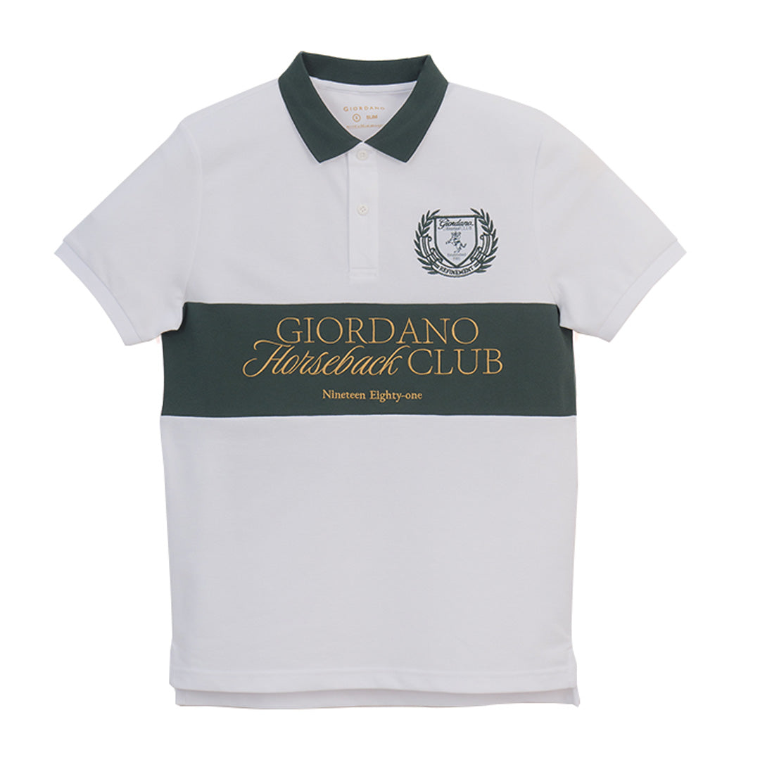 GIORDANO Men's Club House Cotton Polyester Pique Slim Fit Polo (01016173)