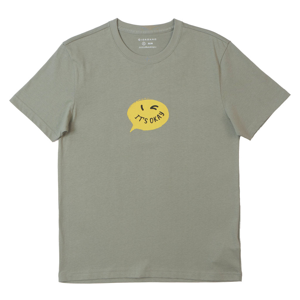 GIORDANO Men's Crew Neck Slim Fit Message Printed Tee (01095312)