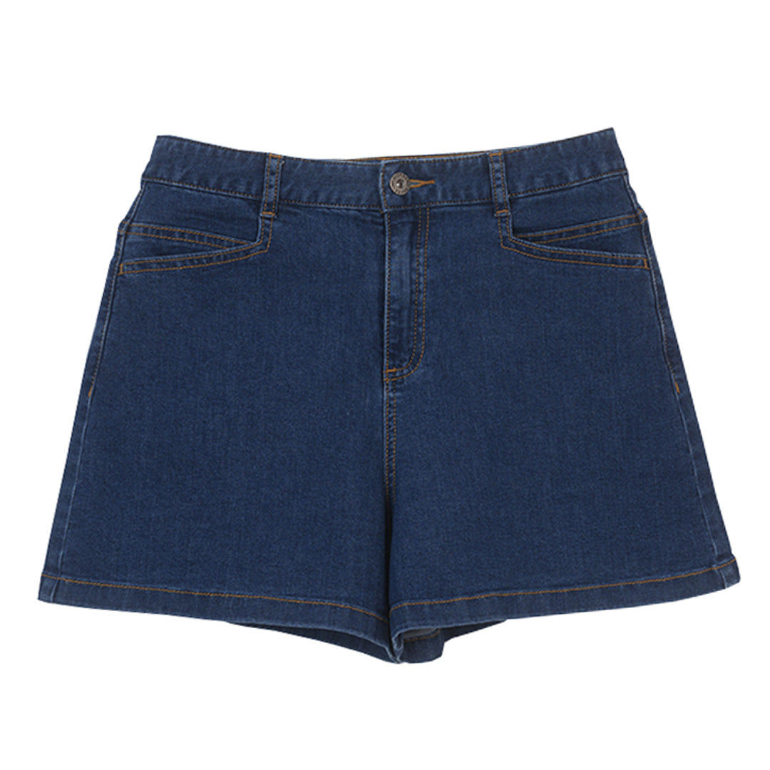GIORDANO Women's Cotton Polyester Viscose Spandex Denim High Waist Relax Pocket Shorts (05406222)