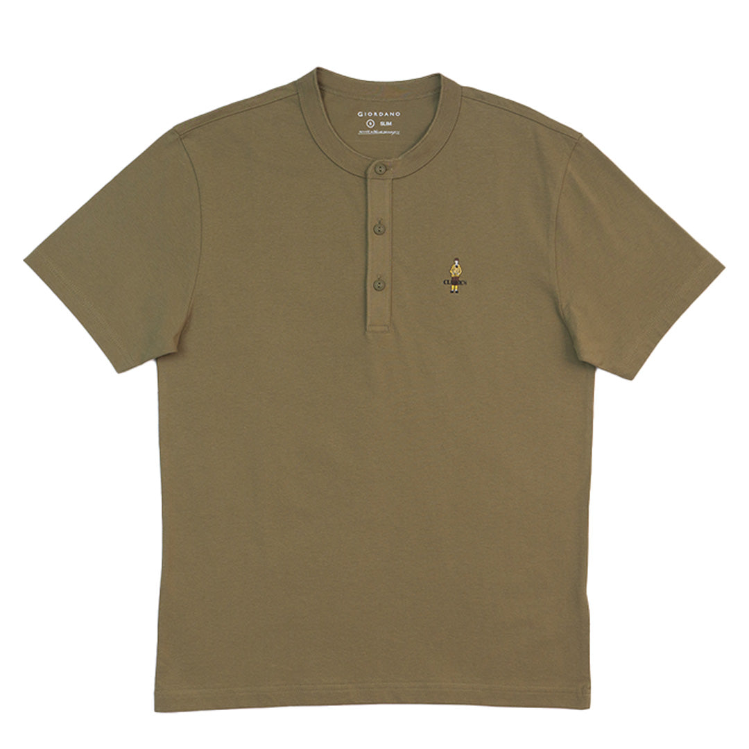 GIORDANO Men's Classic Man Henley Slim Fit Tee (01025241)