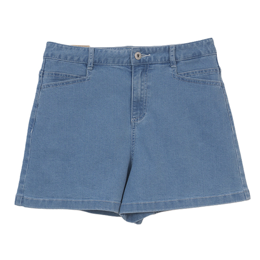 GIORDANO Women's Cotton Polyester Viscose Spandex Denim High Waist Relax Pocket Shorts (05406222)